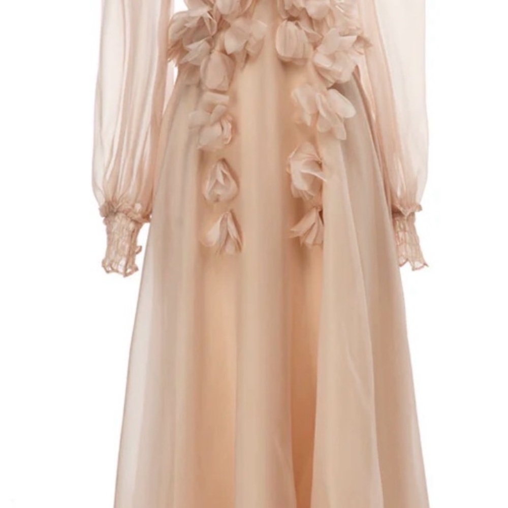 L’atiste By Amy ORGANZA Maxi DRESS WITH 3D FLORAL APPLIQUÉS Size S - Picture 2 of 7